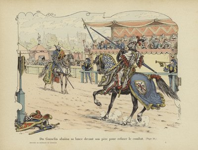 Bertrand du Guesclin abaisse sa lance devant son père pour signifier son refus de le combattre, Rennes, 1337 - Paul de Semant